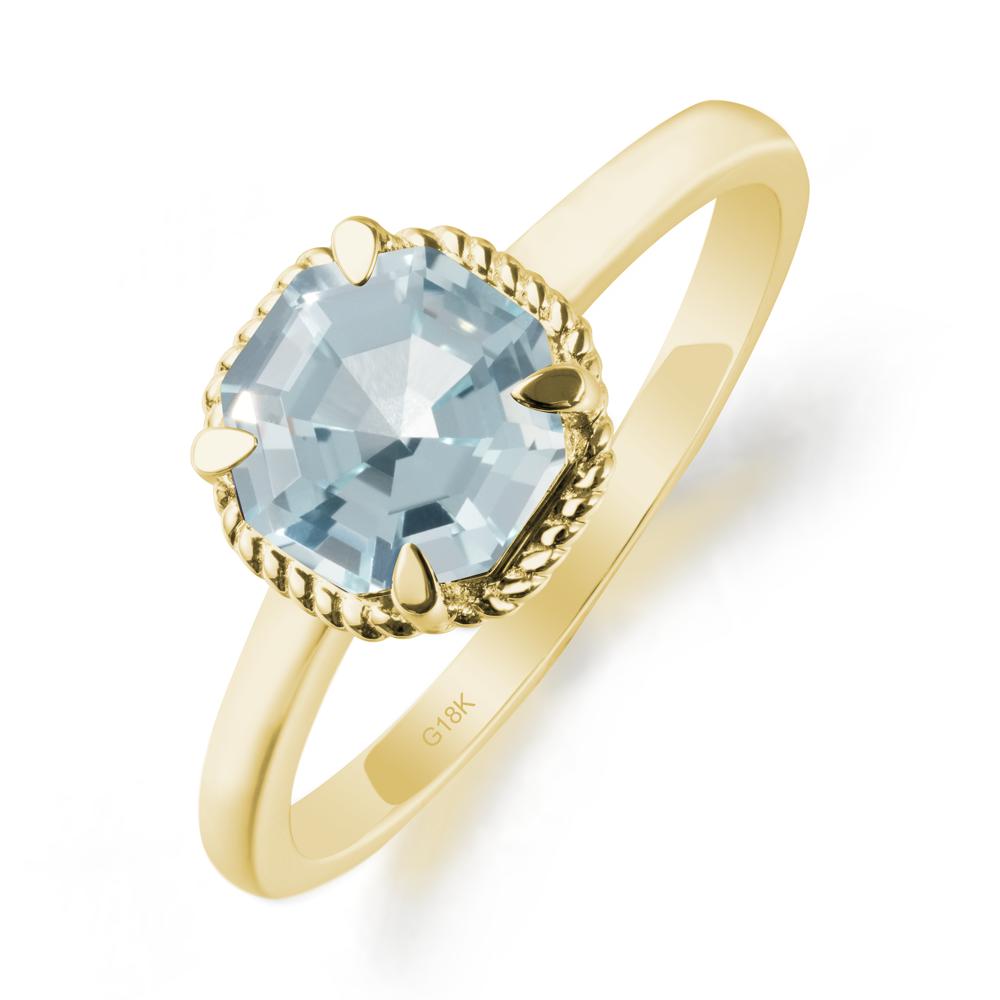 Minimalist Octagon Aquamarine Ring - LUO Jewelry #metal_18k yellow gold