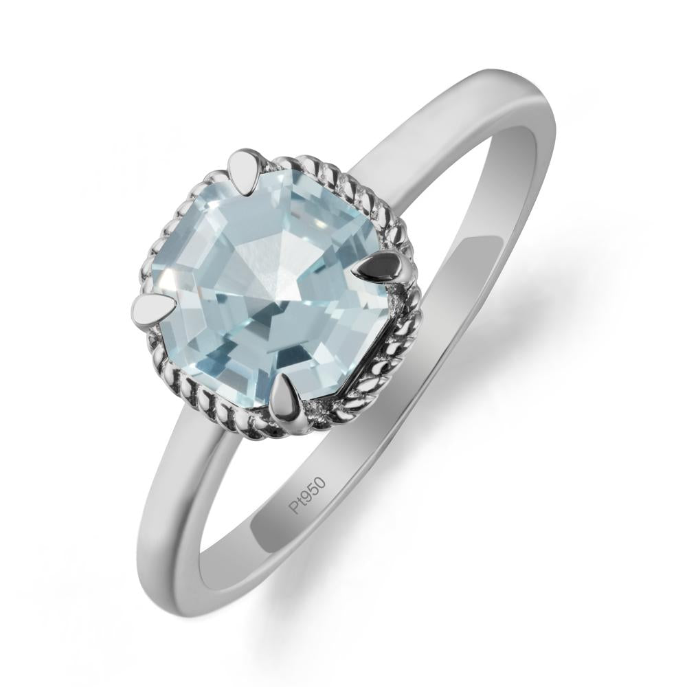 Minimalist Octagon Aquamarine Ring - LUO Jewelry #metal_platinum