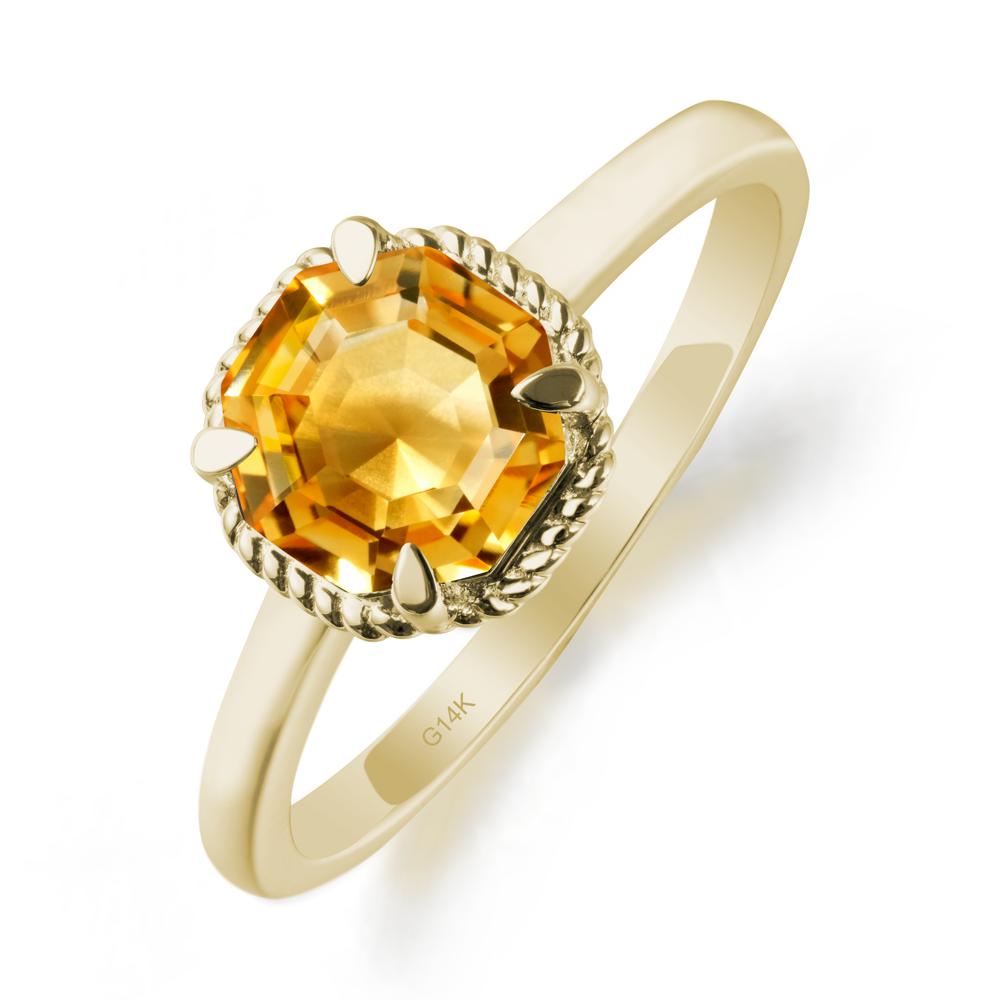 Citrine Sterling Silver Octagon Ring - LUO Jewelry #metal_14k yellow gold