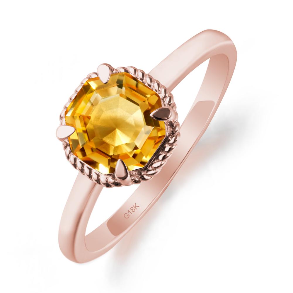 Citrine Sterling Silver Octagon Ring - LUO Jewelry #metal_18k rose gold