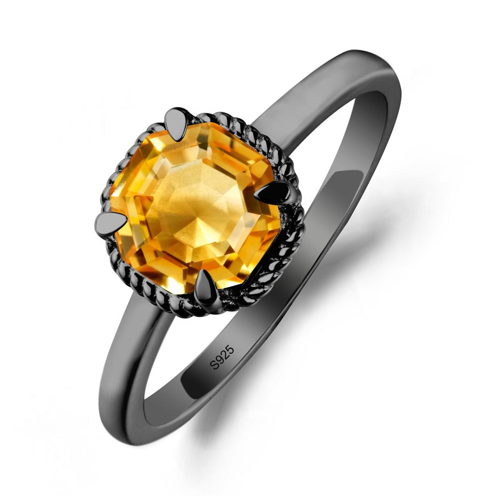 Citrine Sterling Silver Octagon Ring - LUO Jewelry #metal_black finish sterling silver