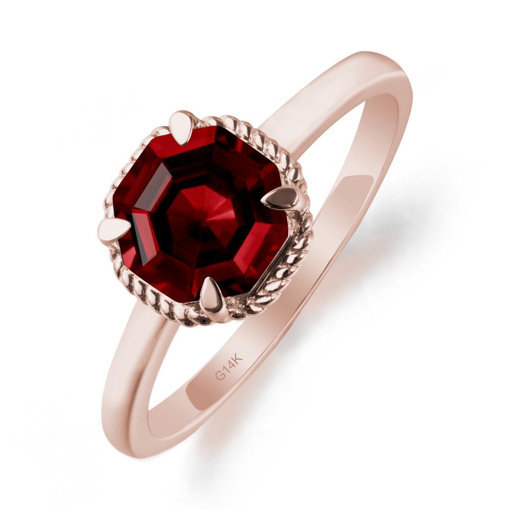 Simple Solitaire Octagon Garnet Ring - LUO Jewelry #metal_14k rose gold