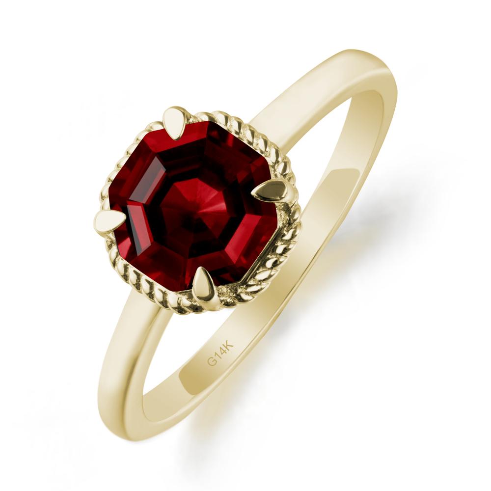 Simple Solitaire Octagon Garnet Ring - LUO Jewelry #metal_14k yellow gold