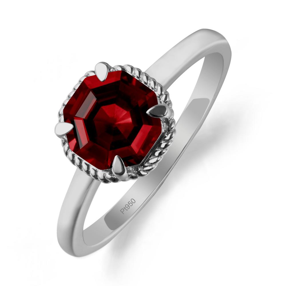 Simple Solitaire Octagon Garnet Ring - LUO Jewelry #metal_platinum