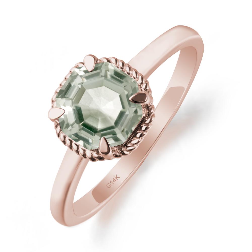 Minimalist Octagon Green Amethyst Ring - LUO Jewelry #metal_14k rose gold