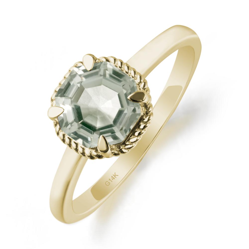 Minimalist Octagon Green Amethyst Ring - LUO Jewelry #metal_14k yellow gold