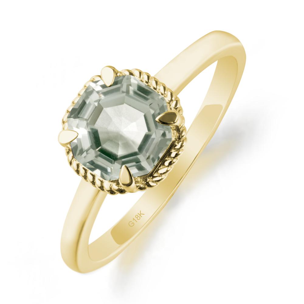 Minimalist Octagon Green Amethyst Ring - LUO Jewelry #metal_18k yellow gold