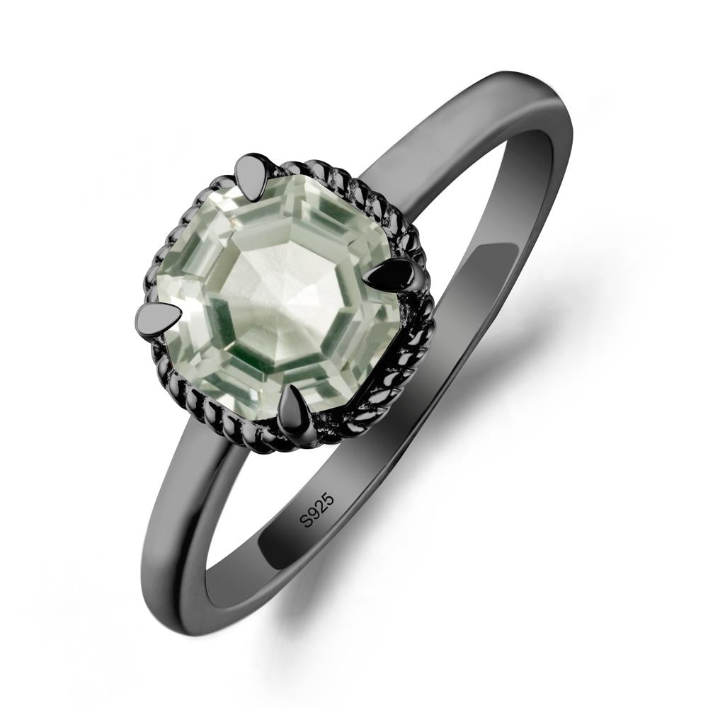 Minimalist Octagon Green Amethyst Ring - LUO Jewelry #metal_black finish sterling silver