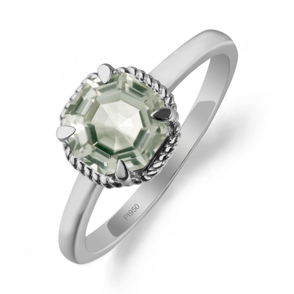 Minimalist Octagon Green Amethyst Ring - LUO Jewelry #metal_platinum