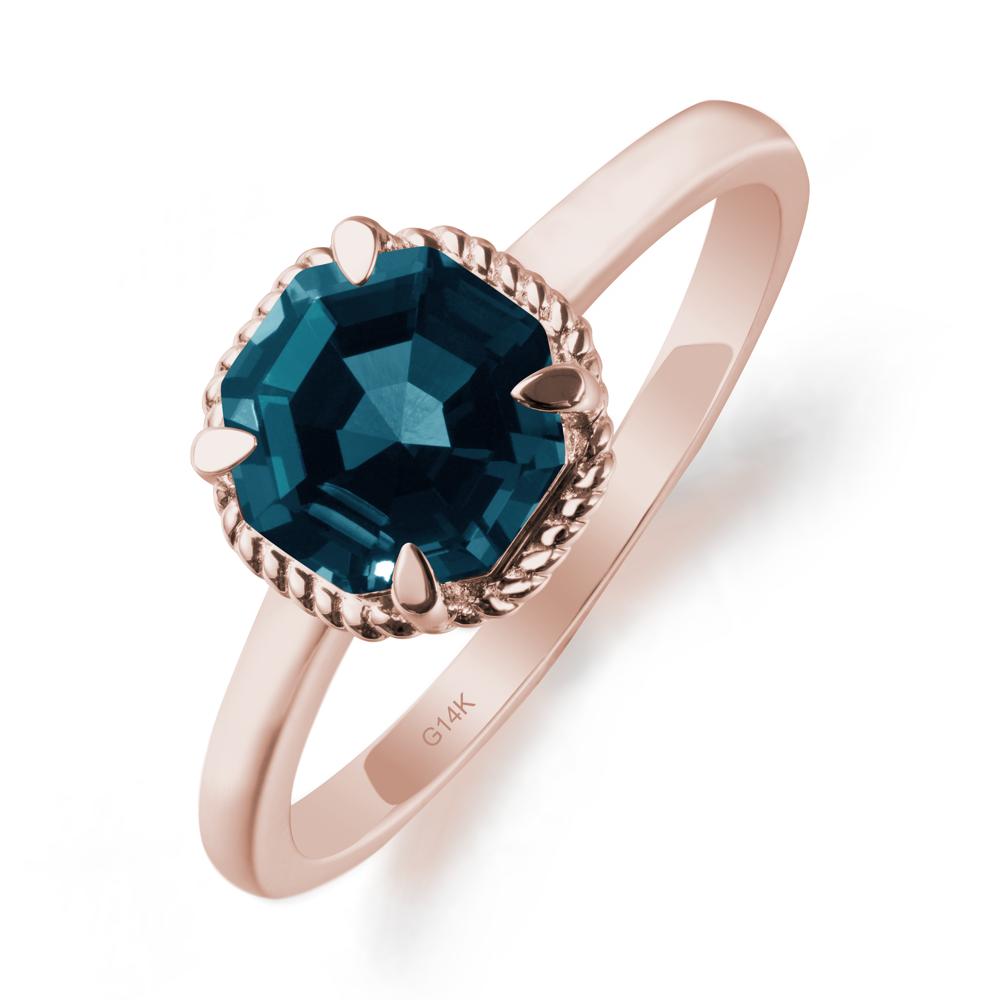 London Blue Topaz Sterling Silver Octagon Ring - LUO Jewelry #metal_14k rose gold