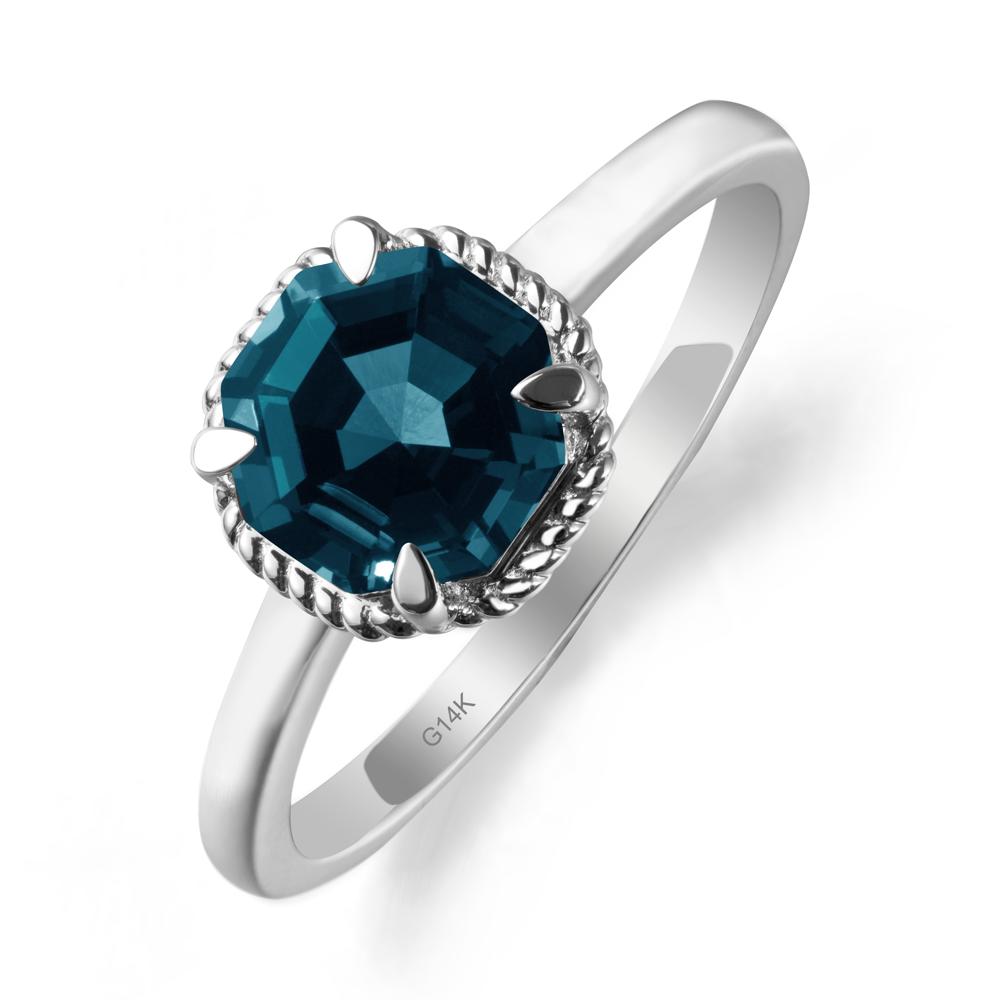 London Blue Topaz Sterling Silver Octagon Ring - LUO Jewelry #metal_14k white gold