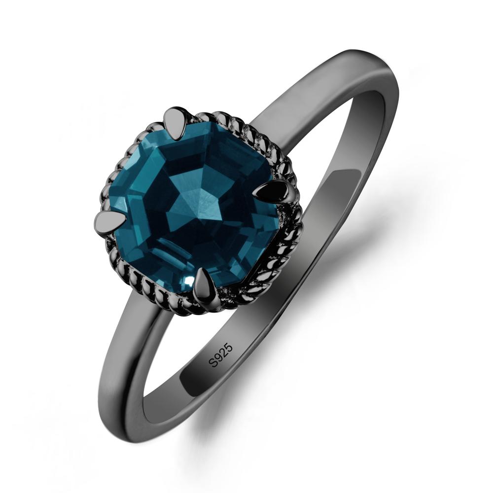 London Blue Topaz Sterling Silver Octagon Ring - LUO Jewelry #metal_black finish sterling silver