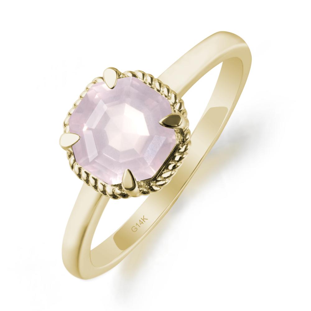 Simple Solitaire Octagon Rose Quartz Ring - LUO Jewelry #metal_14k yellow gold