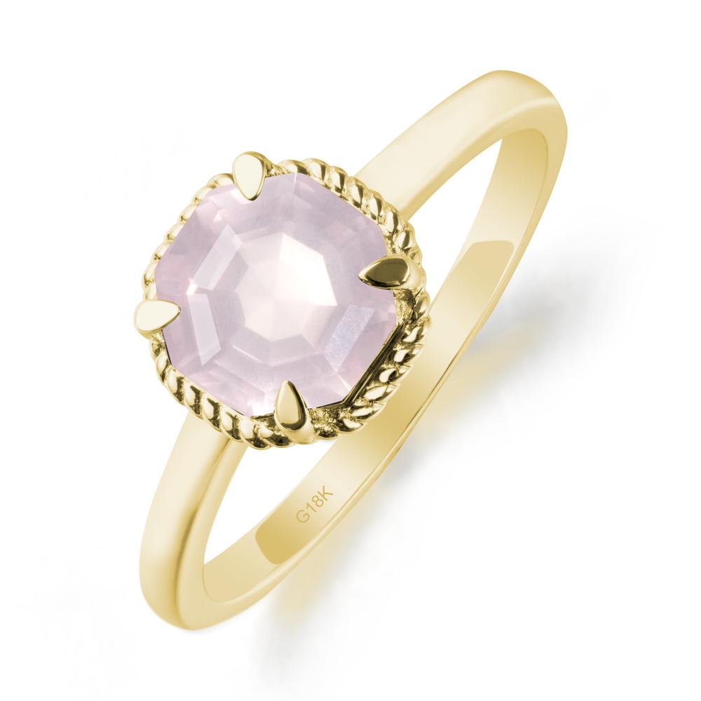 Simple Solitaire Octagon Rose Quartz Ring - LUO Jewelry #metal_18k yellow gold