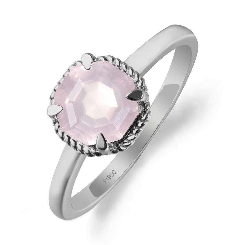 Simple Solitaire Octagon Rose Quartz Ring - LUO Jewelry #metal_platinum