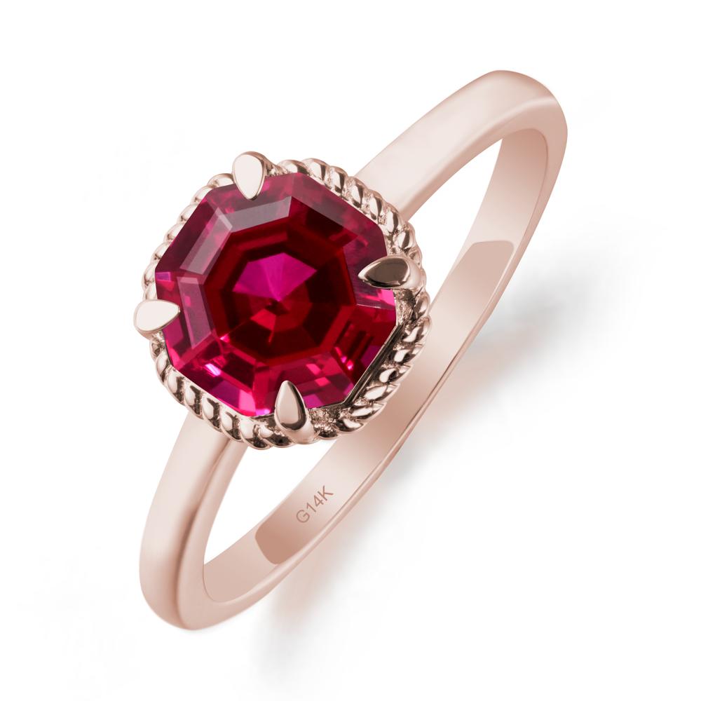 Minimalist Octagon Ruby Ring - LUO Jewelry #metal_14k rose gold