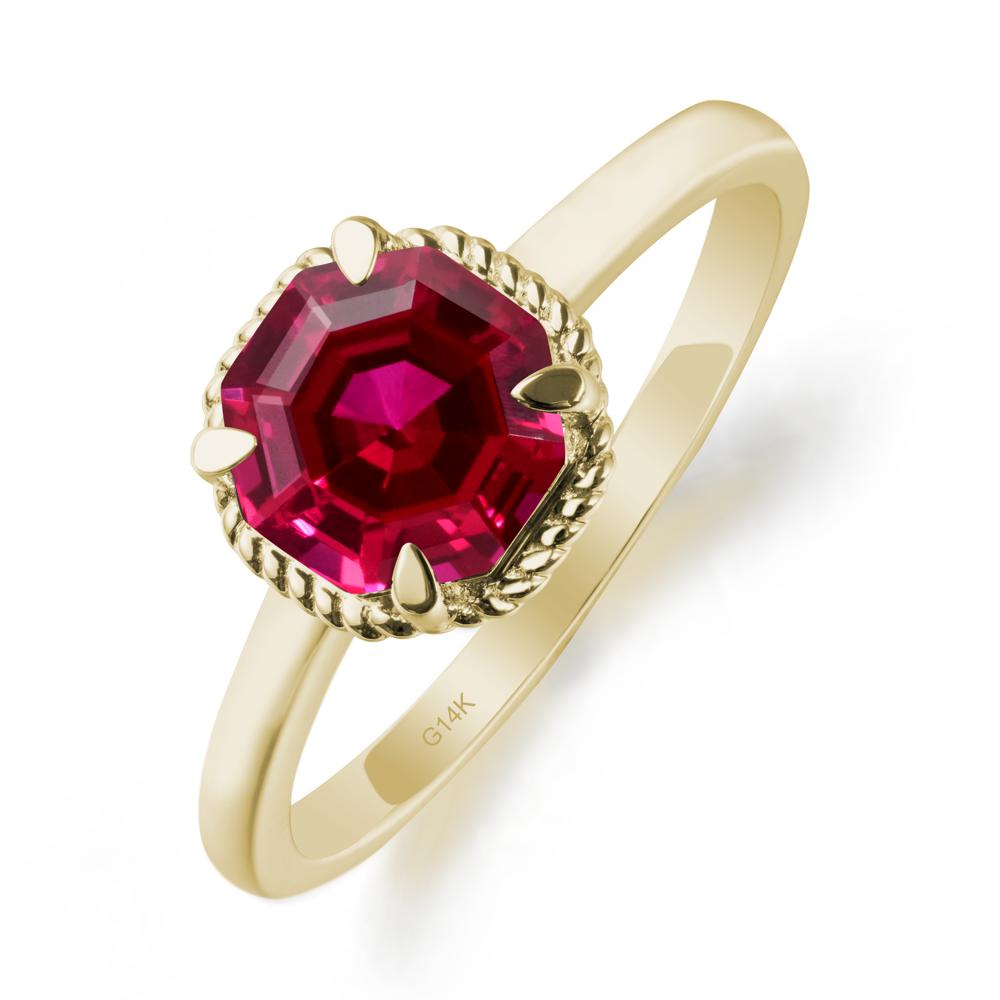 Minimalist Octagon Ruby Ring - LUO Jewelry #metal_14k yellow gold
