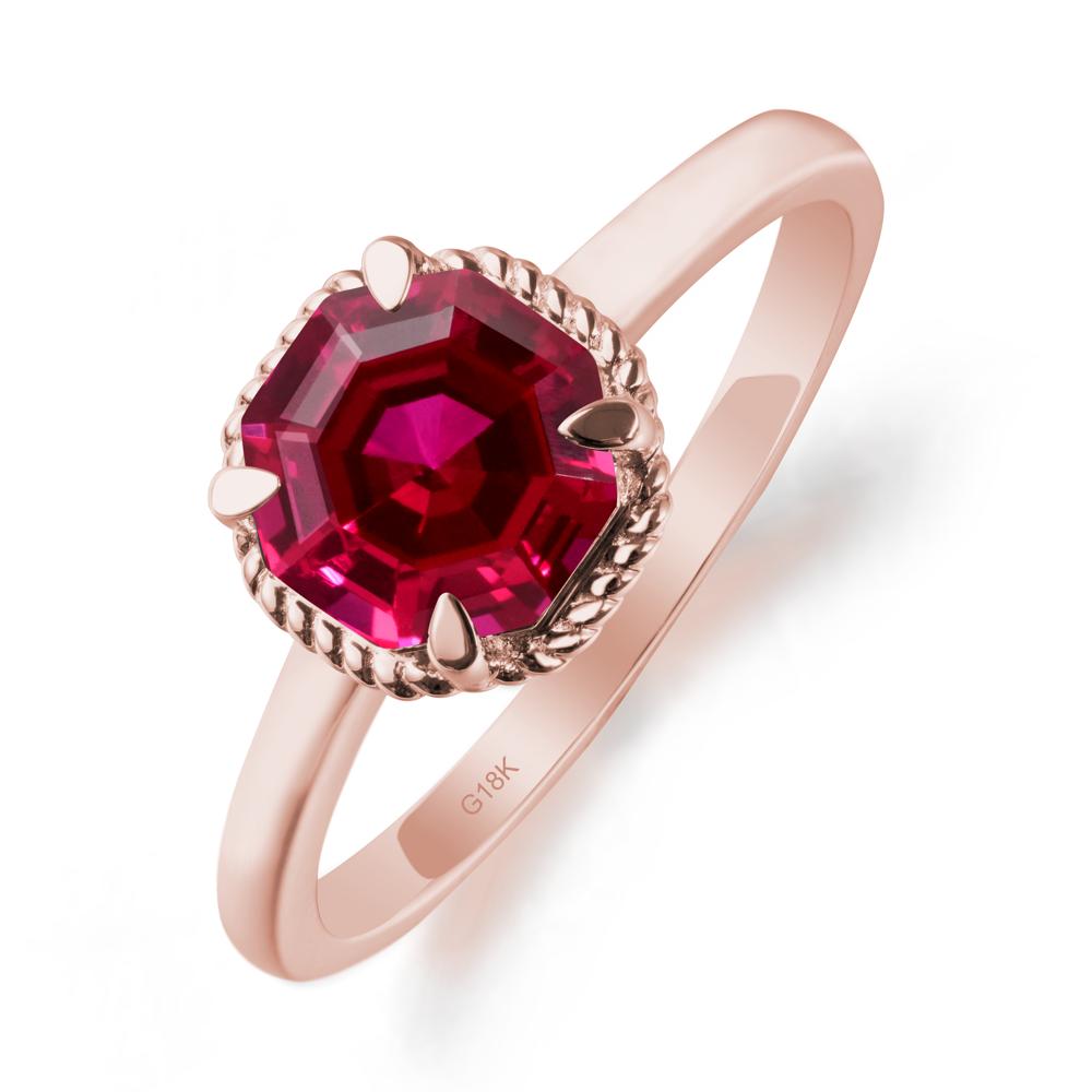 Minimalist Octagon Ruby Ring - LUO Jewelry #metal_18k rose gold