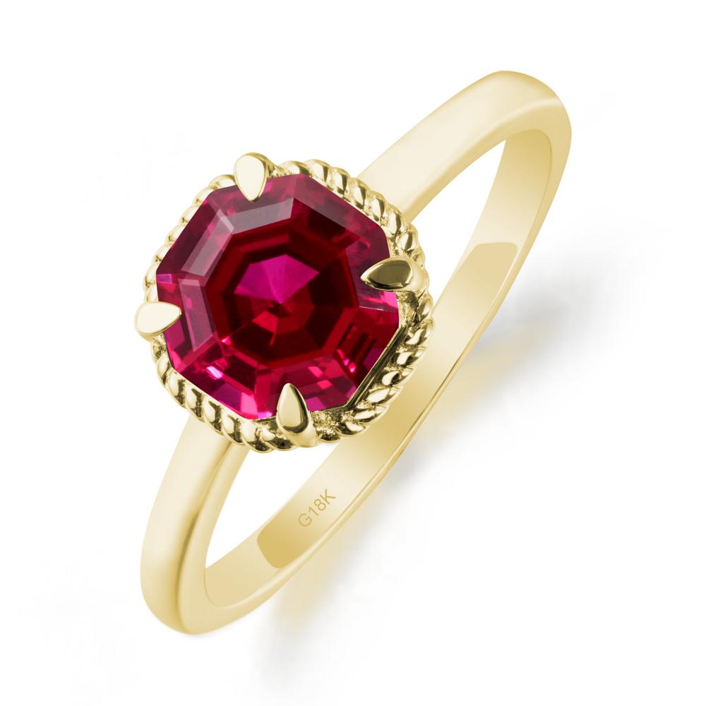 Minimalist Octagon Ruby Ring - LUO Jewelry #metal_18k yellow gold