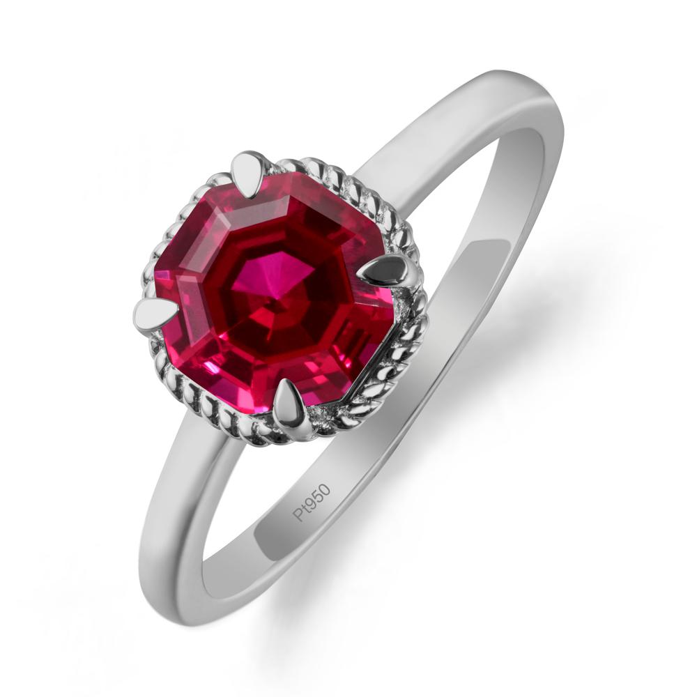 Minimalist Octagon Ruby Ring - LUO Jewelry #metal_platinum