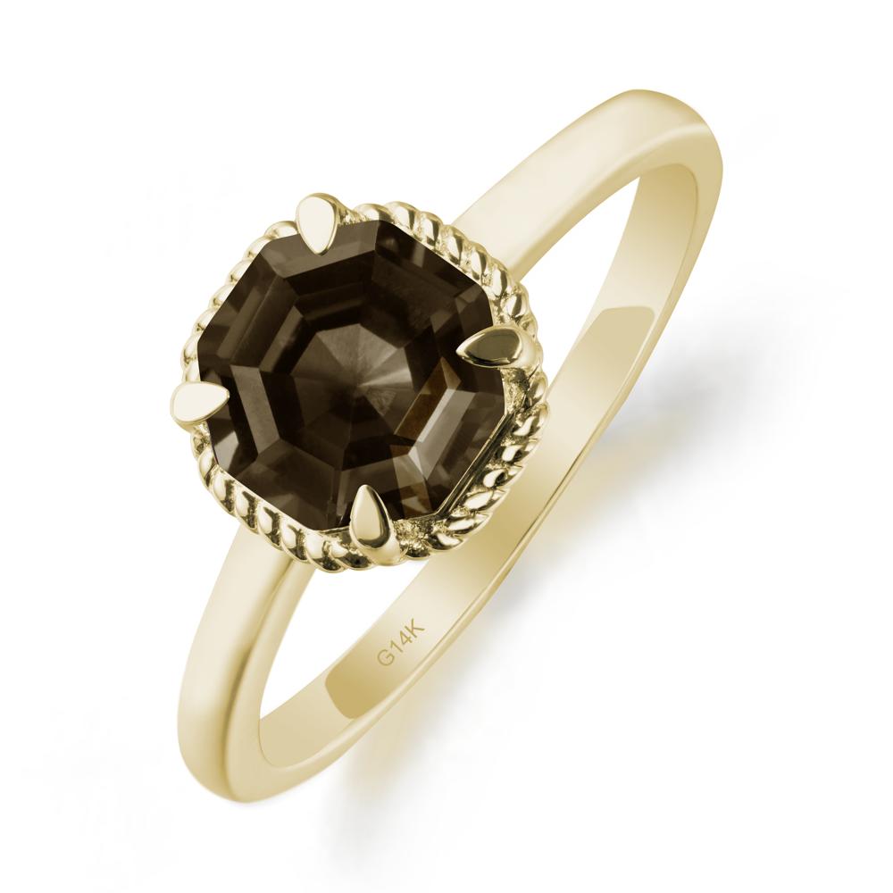 Smoky Quartz Sterling Silver Octagon Ring - LUO Jewelry #metal_14k yellow gold