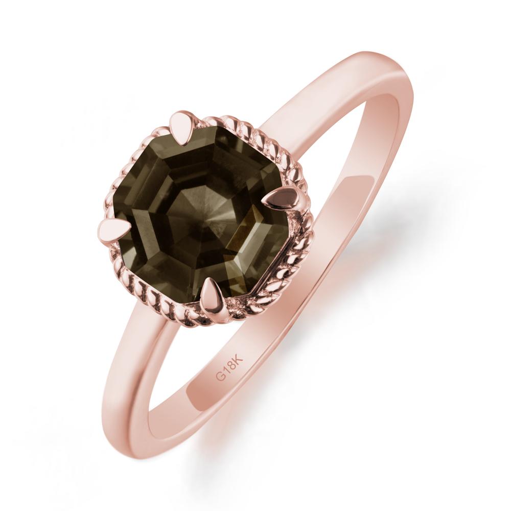 Smoky Quartz Sterling Silver Octagon Ring - LUO Jewelry #metal_18k rose gold