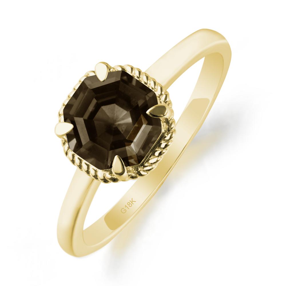 Smoky Quartz Sterling Silver Octagon Ring - LUO Jewelry #metal_18k yellow gold