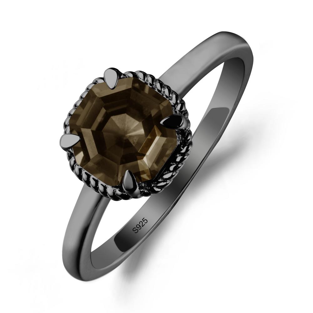 Smoky Quartz Sterling Silver Octagon Ring - LUO Jewelry #metal_black finish sterling silver