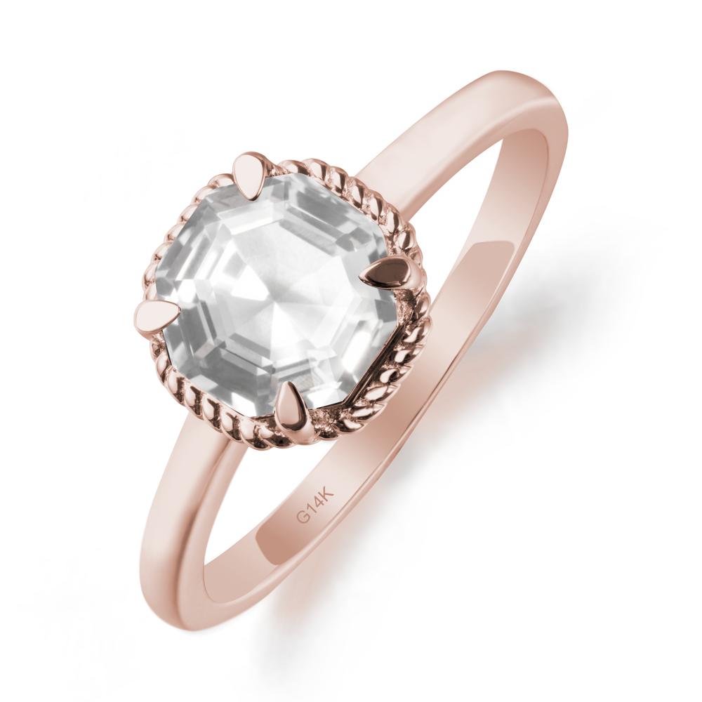 Simple Solitaire Octagon White Topaz Ring - LUO Jewelry #metal_14k rose gold