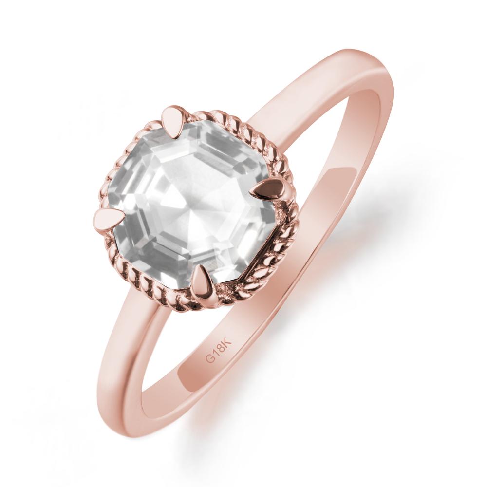 Simple Solitaire Octagon White Topaz Ring - LUO Jewelry #metal_18k rose gold