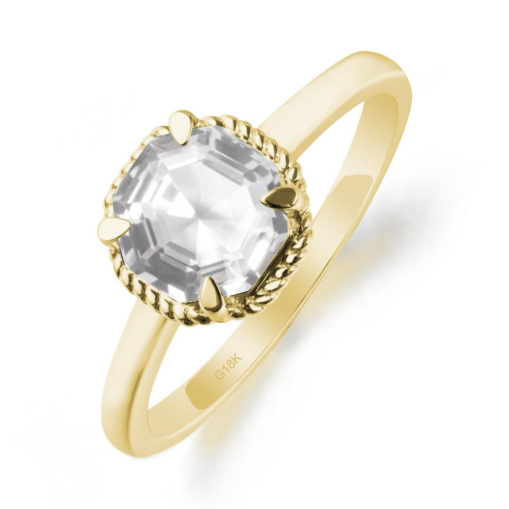 Simple Solitaire Octagon White Topaz Ring - LUO Jewelry #metal_18k yellow gold
