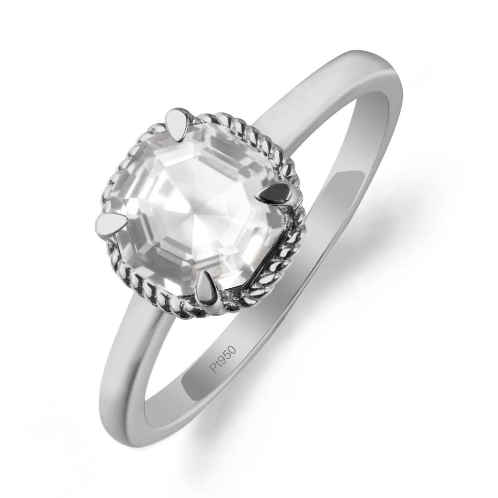 Simple Solitaire Octagon White Topaz Ring - LUO Jewelry #metal_platinum