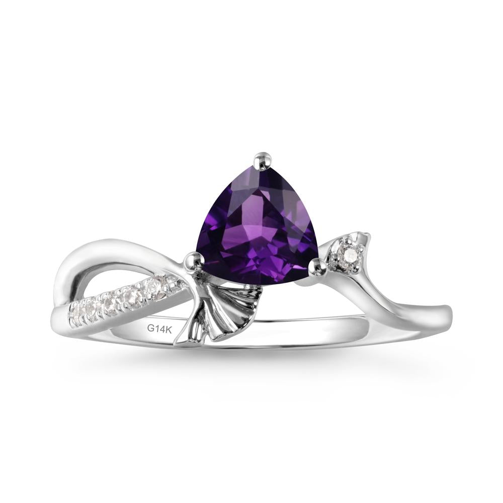 Trillion Amethyst Ginkgo Leaf Ring - LUO Jewelry #metal_14k white gold