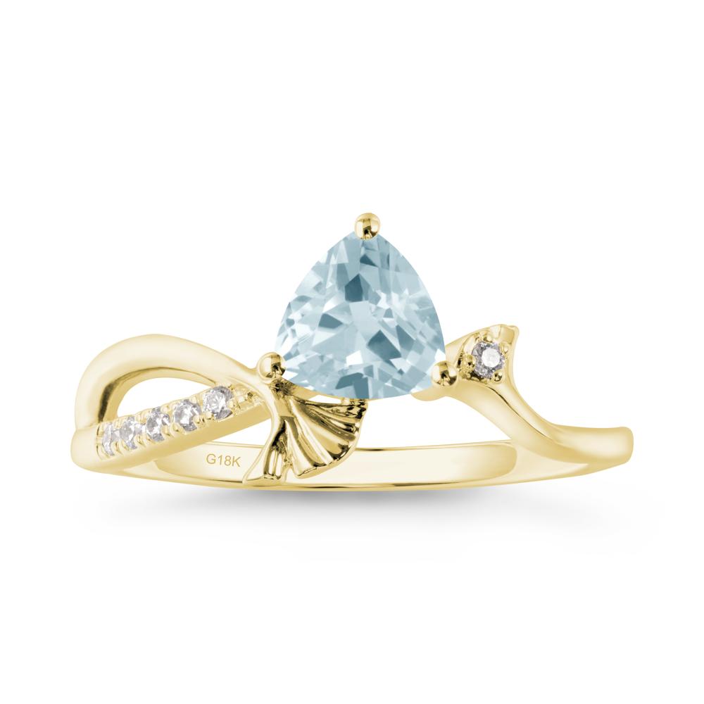 Ginkgo Leaf Trillion Aquamarine Ring - LUO Jewelry #metal_18k yellow gold