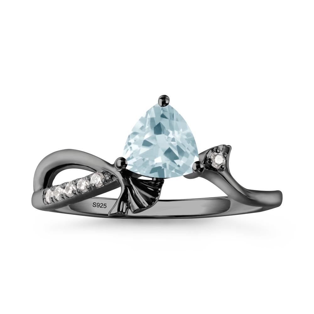 Ginkgo Leaf Trillion Aquamarine Ring - LUO Jewelry #metal_black finish sterling silver