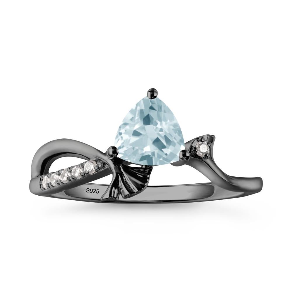 Ginkgo Leaf Trillion Aquamarine Ring - LUO Jewelry #metal_black finish sterling silver