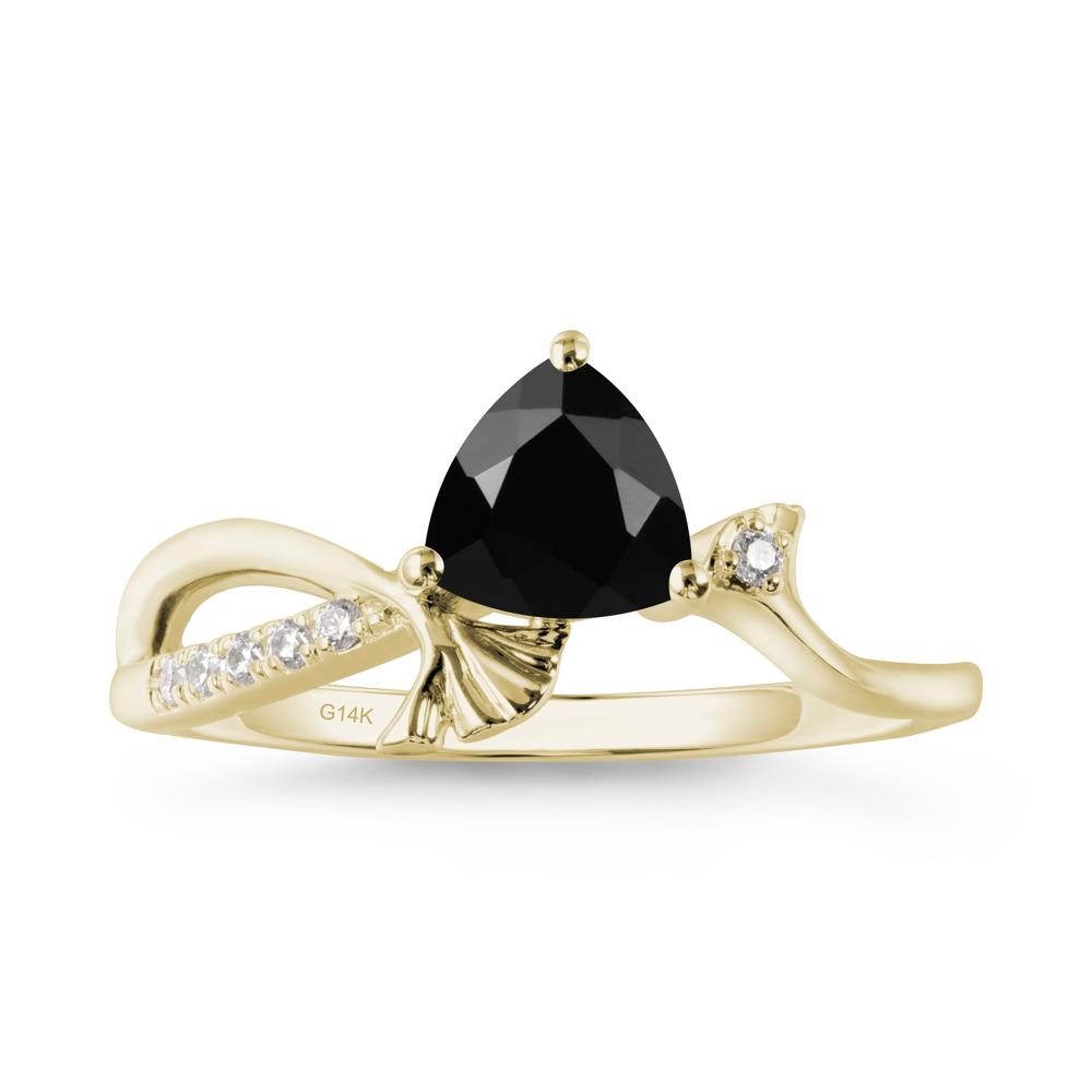 Trillion Black Spinel Ginkgo Leaf Ring - LUO Jewelry #metal_14k yellow gold