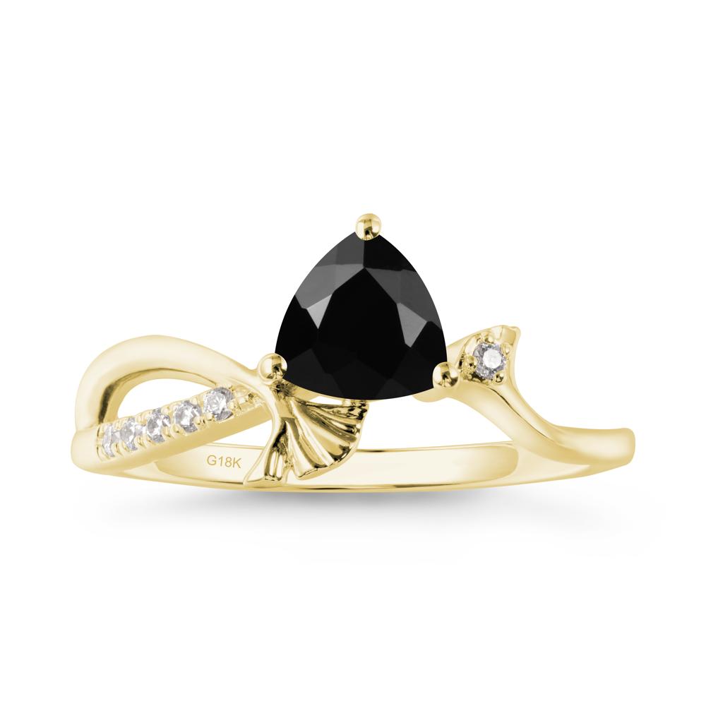 Trillion Black Spinel Ginkgo Leaf Ring - LUO Jewelry #metal_18k yellow gold