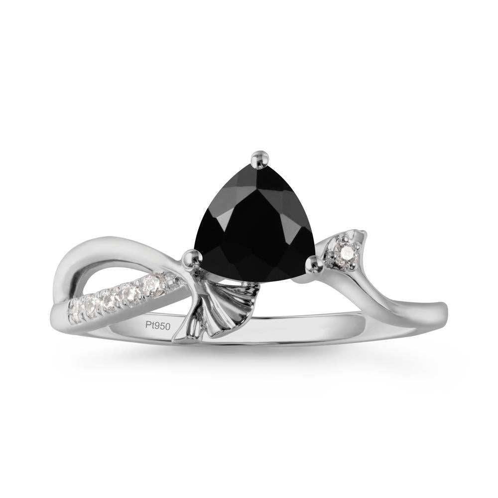 Trillion Black Spinel Ginkgo Leaf Ring - LUO Jewelry #metal_platinum