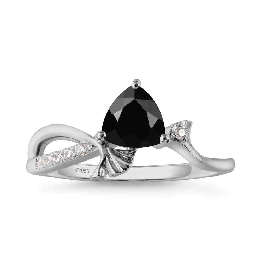 Trillion Black Spinel Ginkgo Leaf Ring - LUO Jewelry #metal_platinum