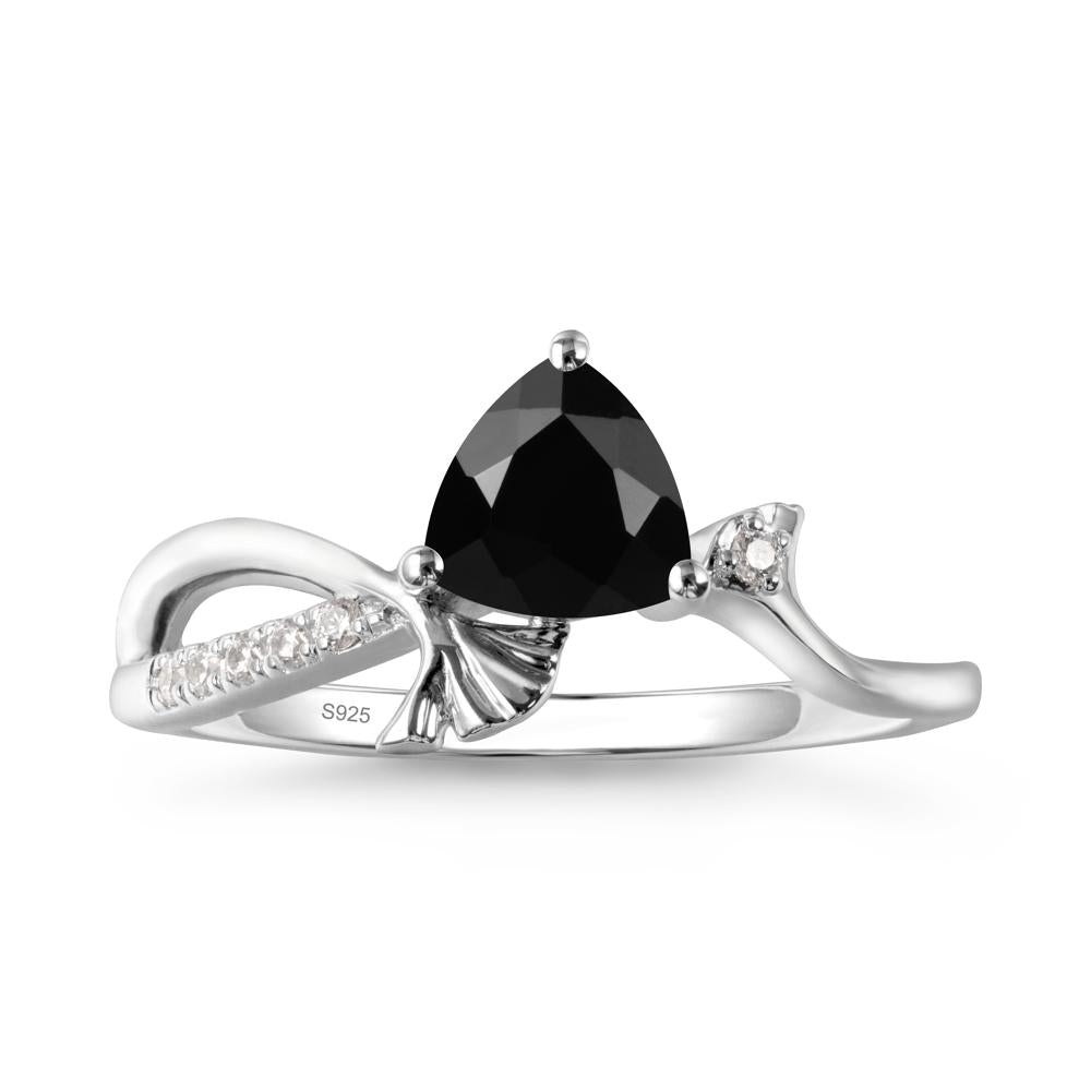 Trillion Black Spinel Ginkgo Leaf Ring - LUO Jewelry #metal_sterling silver