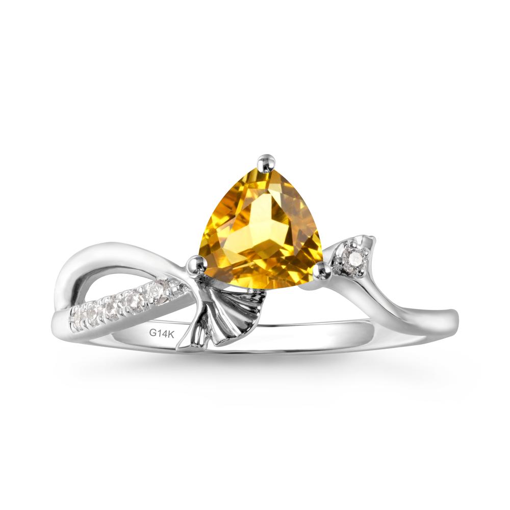 Ginkgo Leaf Trillion Citrine Ring - LUO Jewelry #metal_14k white gold