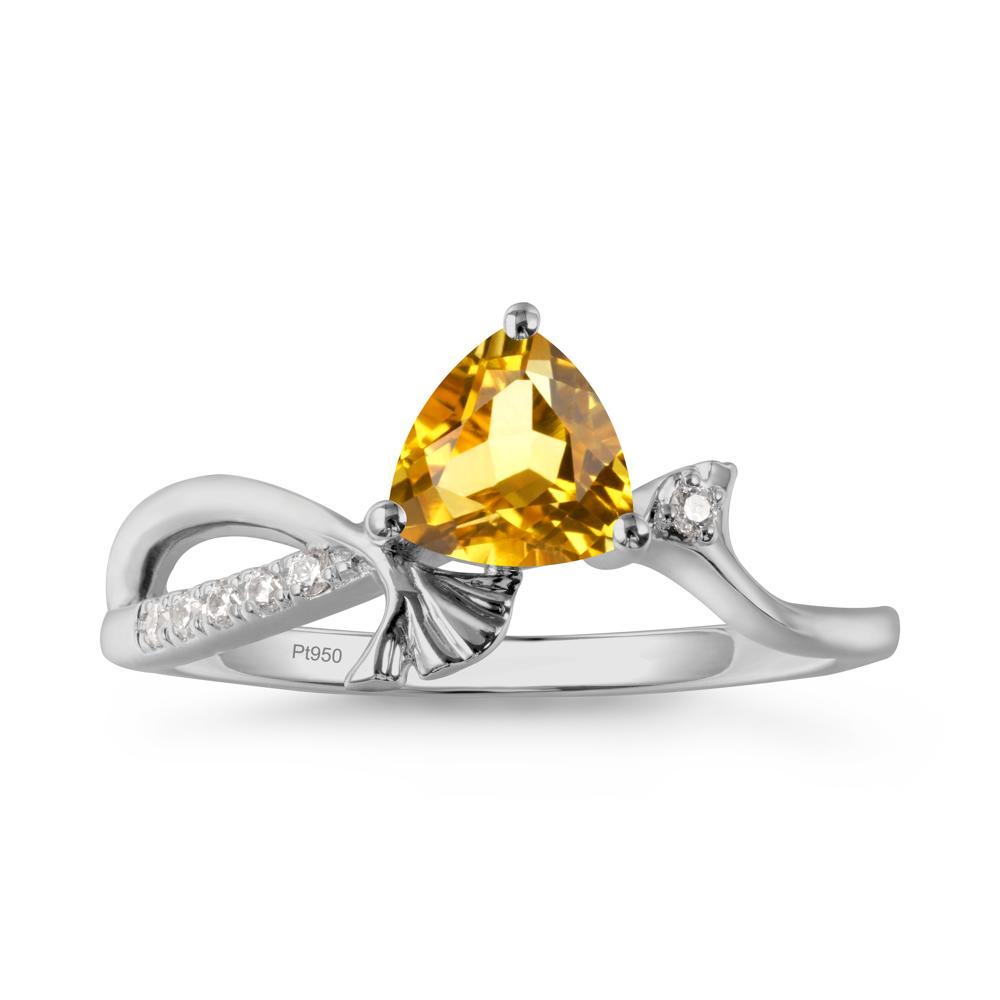 Ginkgo Leaf Trillion Citrine Ring - LUO Jewelry #metal_platinum