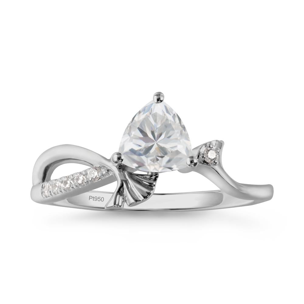 Trillion Cubic Zirconia Ginkgo Leaf Ring - LUO Jewelry #metal_platinum