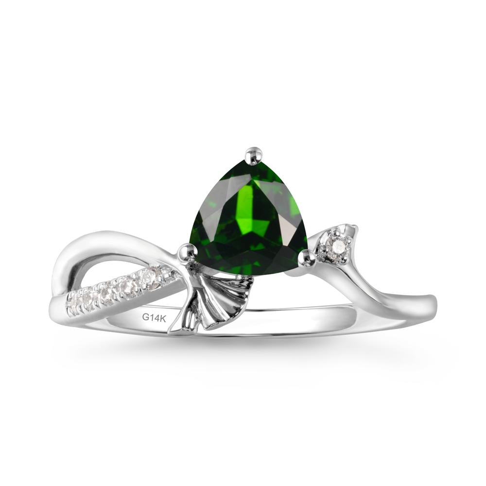 Ginkgo Leaf Trillion Diopside Ring - LUO Jewelry #metal_14k white gold