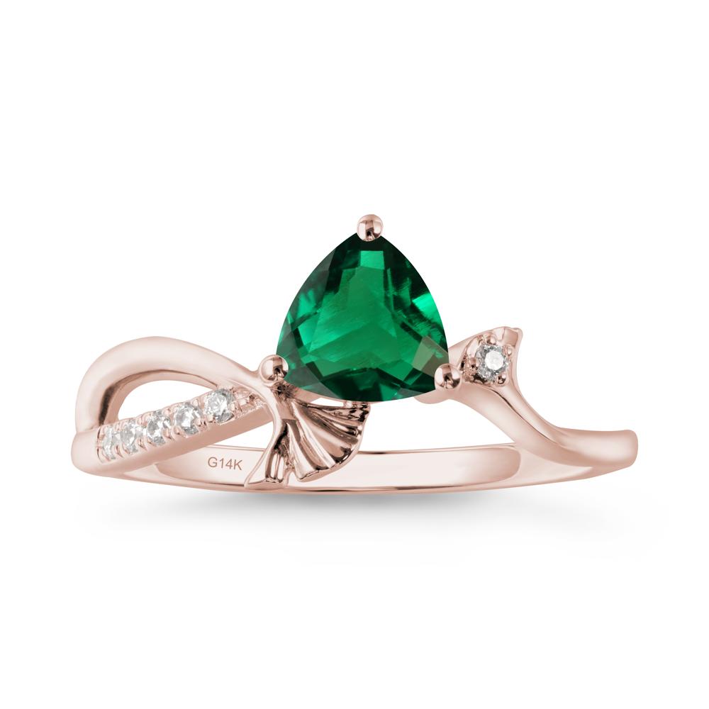 Trillion Emerald Ginkgo Leaf Ring - LUO Jewelry #metal_14k rose gold
