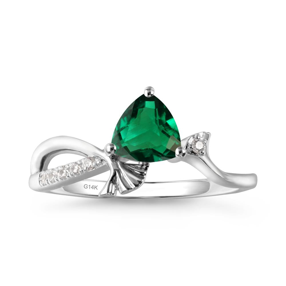 Trillion Emerald Ginkgo Leaf Ring - LUO Jewelry #metal_14k white gold