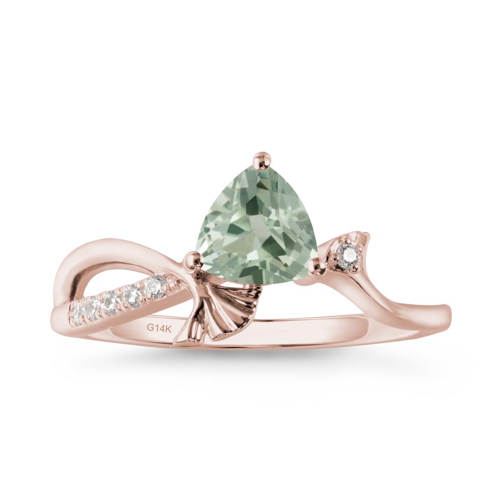 Trillion Green Amethyst Ginkgo Leaf Ring - LUO Jewelry #metal_14k rose gold