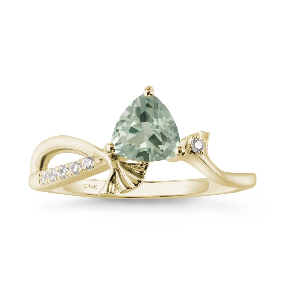 Trillion Green Amethyst Ginkgo Leaf Ring - LUO Jewelry #metal_14k yellow gold