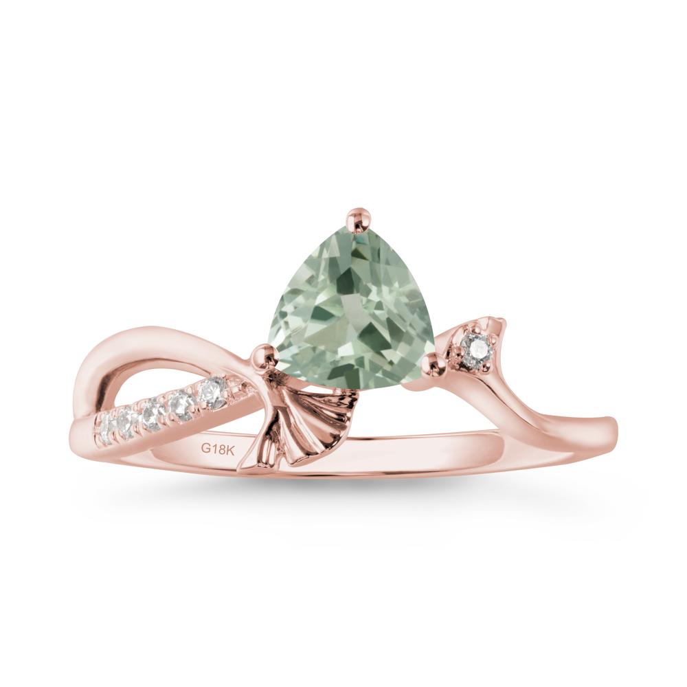Trillion Green Amethyst Ginkgo Leaf Ring - LUO Jewelry #metal_18k rose gold